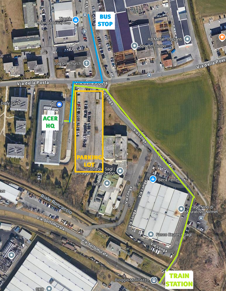Map showing how to reach Acer Europe venue